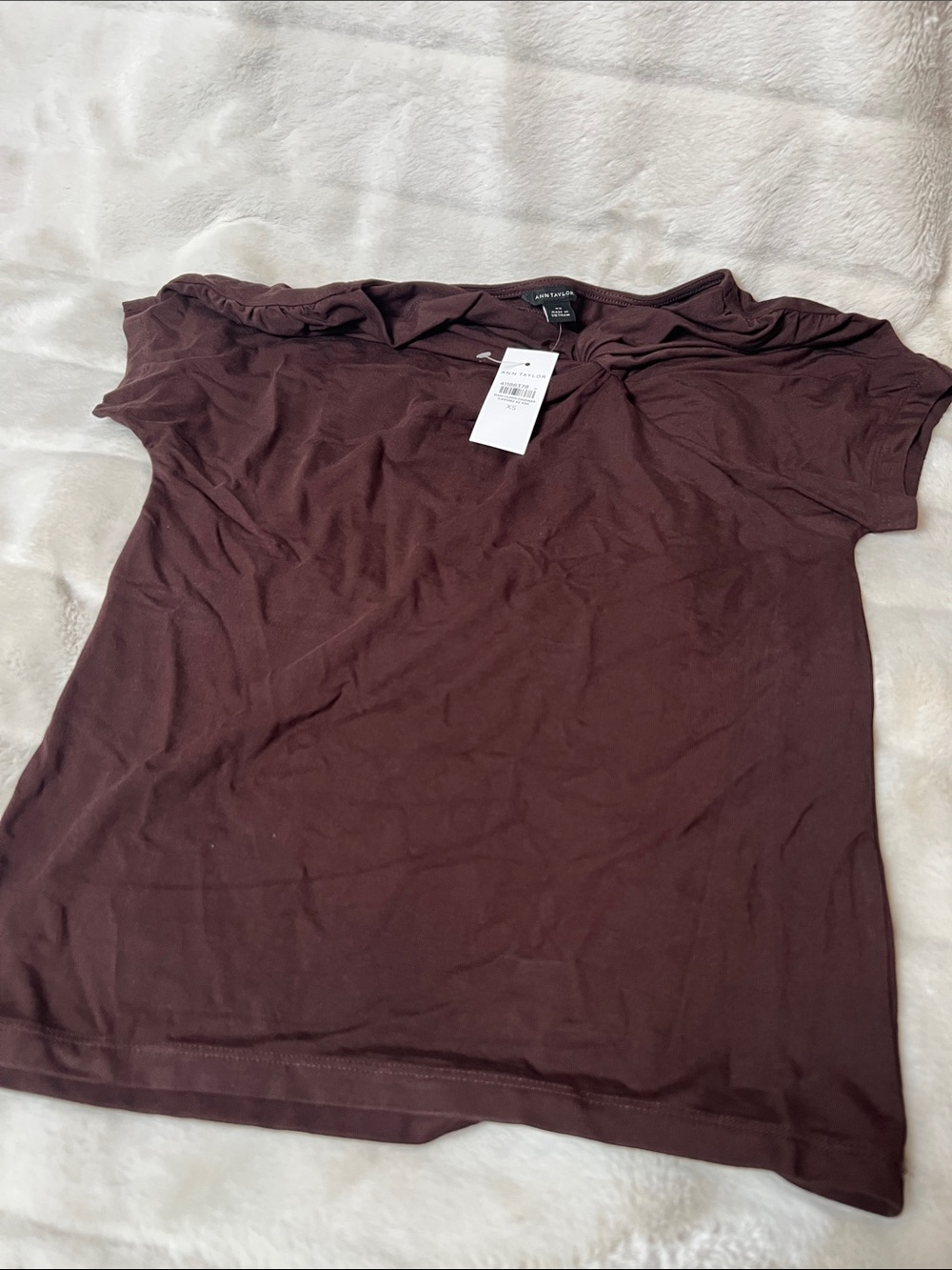 Ann Taylor Short-Sleeve Top in Plum